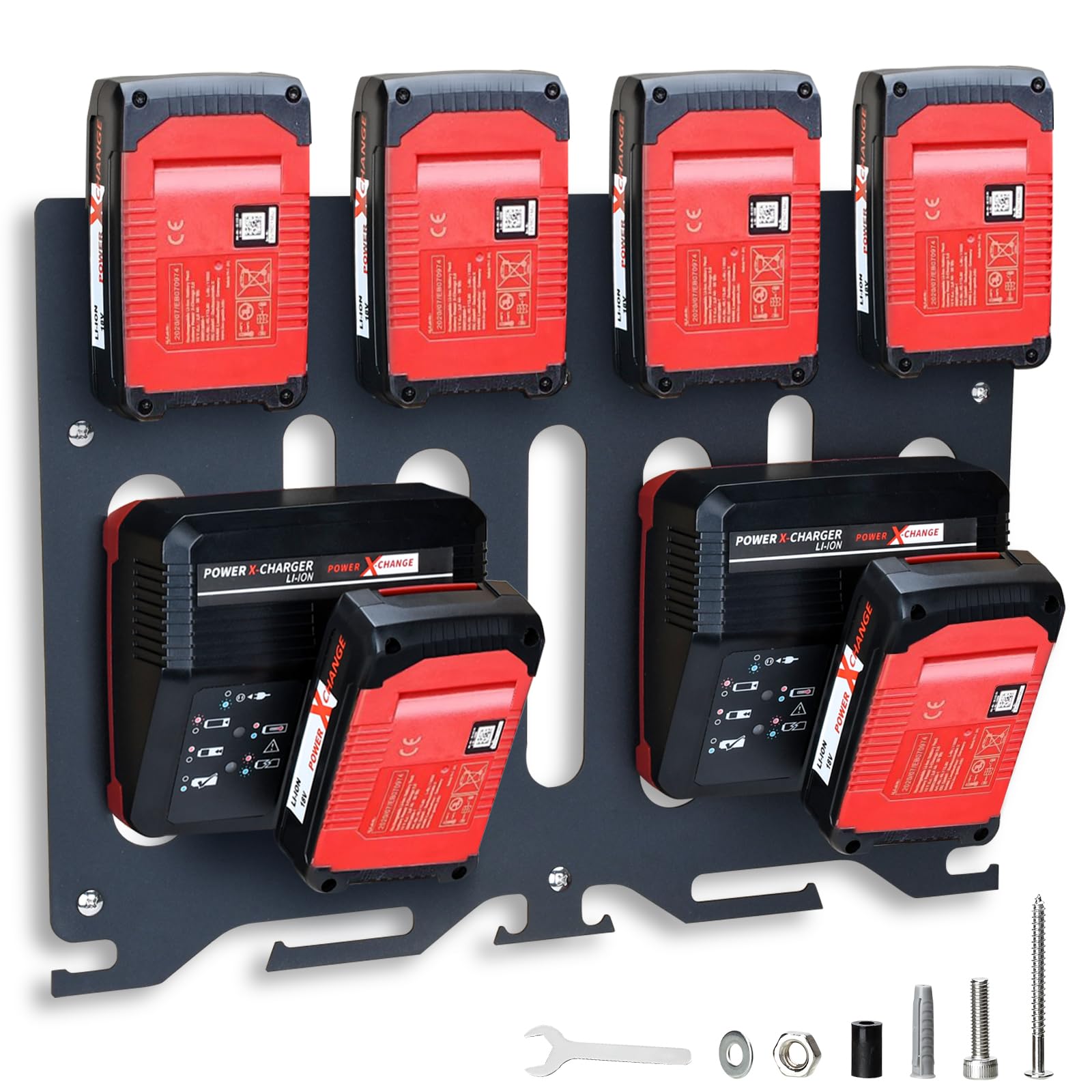 TOPOWN 3-in-1 Wandhalterung für Einhell – Akkuhalter, Ladegeräthalterung & Werkzeugregal