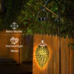 CCILAND Solarlaterne 2er Set Metall – Warmweiss LED Hängend IP65 Wasserdicht – Bild 5
