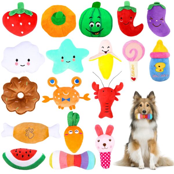 AOKEASE Hundespielzeug 18er Set – Quietschendes Plüschspielzeug für Welpen & grosse Hunde