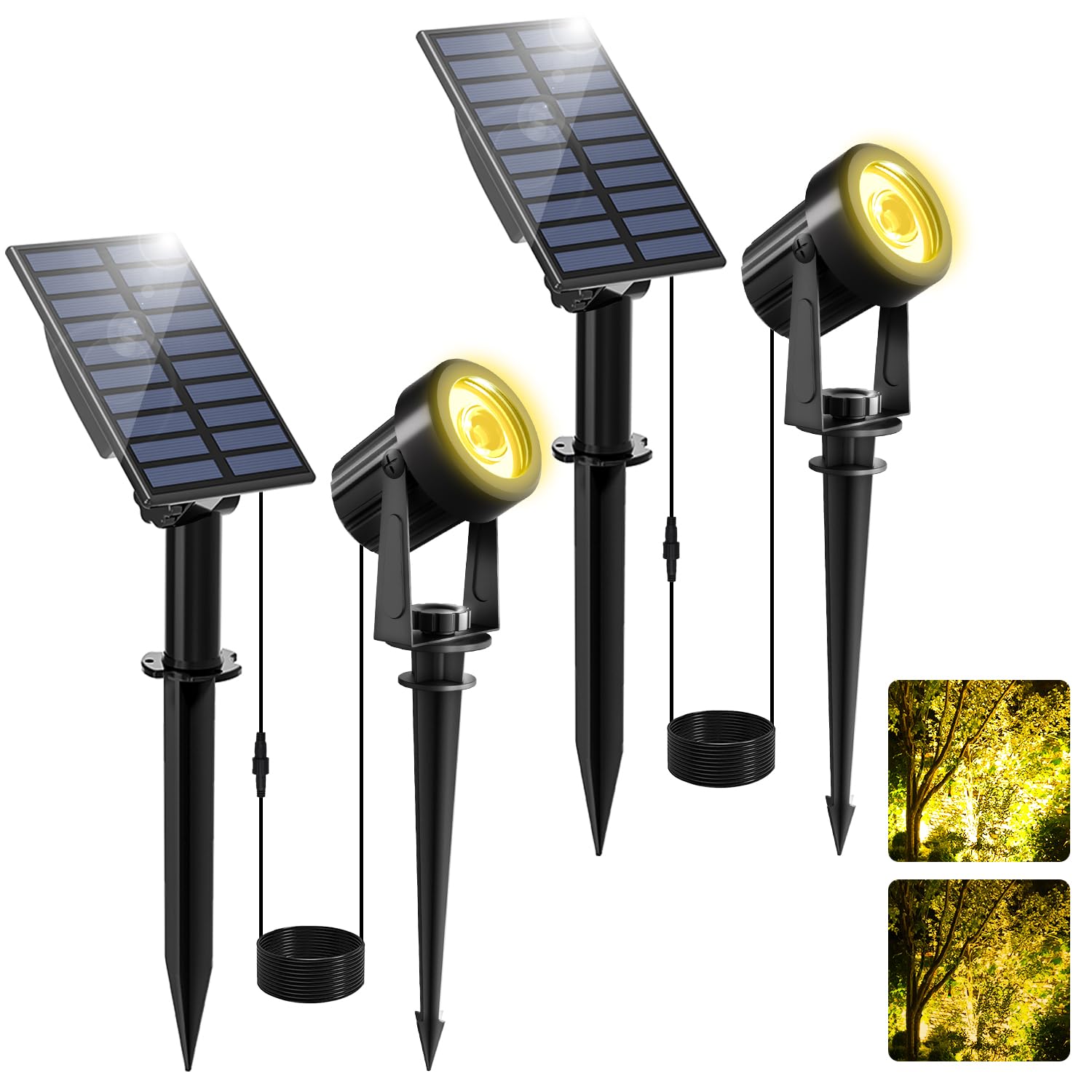 NATPOW Solar Gartenstrahler 2er-Set – IP65 Wasserdicht mit Auto-ON/OFF für Gärten