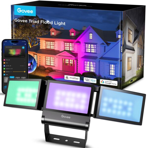Govee Outdoor Triade LED Strahler 4500LM RGBICWW – Smart Fluter mit Matter & Alexa