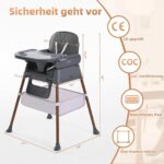 cozydwells 3-in-1 Babyhochstuhl – Verstellbar & Tragbar für 6-36 Monate – Bild 2