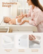 WOLTU Wickelaufsatz 80 x 74,5 cm aus MDF mit Trennfach – Sicherer Wickeltisch Aufsatz in Weiss – Bild 7