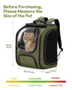 Pecute Katzenrucksack 42x32x26 cm mit Sichtfenster & Mesh-Belüftung – Ergonomischer Haustier-Rucksack – Bild 9