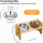 Erhöhter Futternapf Hund mit 6 Höhenstufen – Verstellbare Futterstation aus Bambus & Edelstahl für kleine Hunde und Katzen – Bild 6