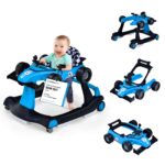 COSTWAY 4 in 1 Lauflernwagen Autofoermig – Höhenverstellbar mit Musik & Licht für Babys ab 6 Monaten