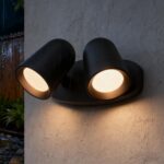 JNR Aussenwandleuchte Anthrazit mit 330° Doppel-Strahler – IP65 LED Wandlampe – Bild 7