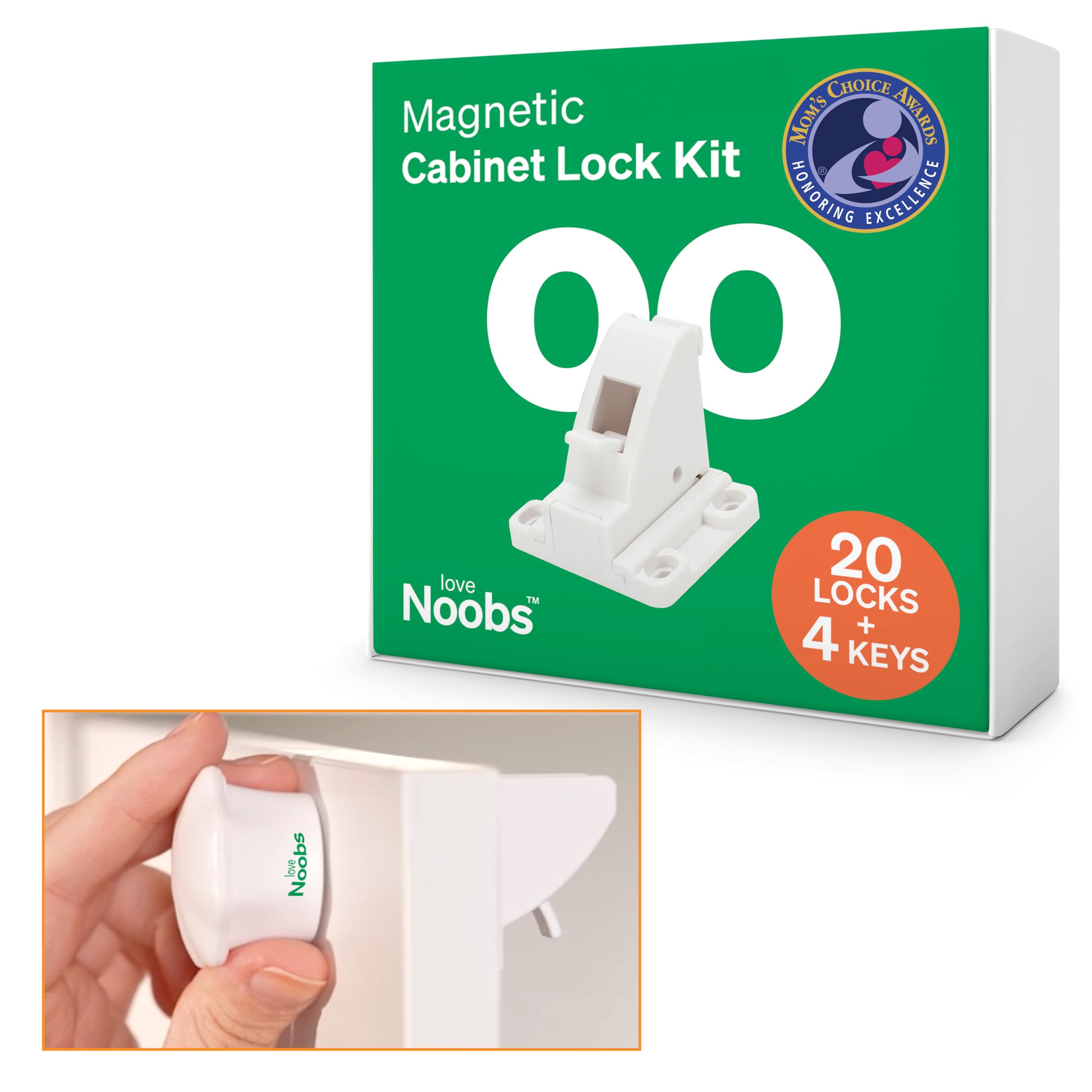 LoveNoobs Magnetische Kindersicherung Schrank – 20 Schlösser + 4 Schlüssel für Baby & Haustiere