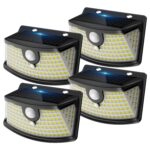Aootek 4er Set Solarlampen mit Bewegungsmelder – 120 LED Sicherheitsstrahler für Garten