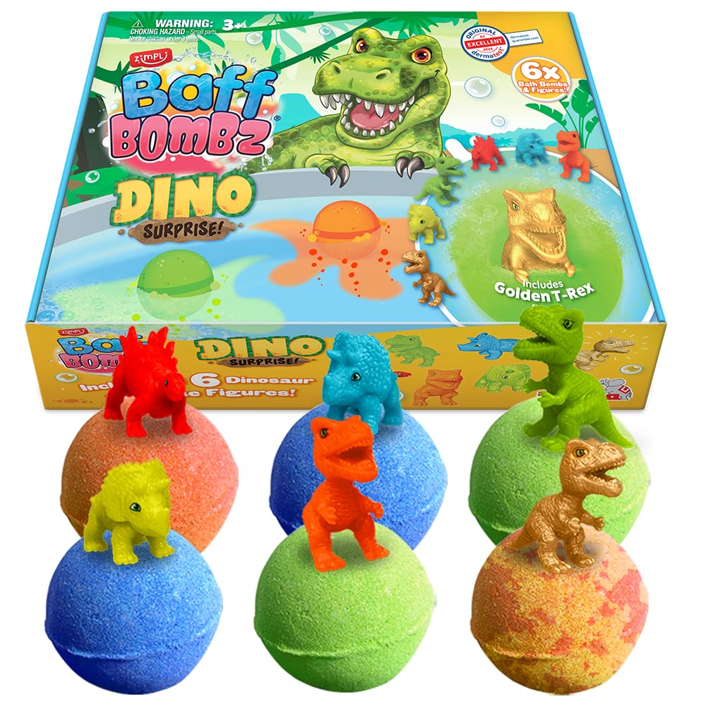 Zimpli Kids Dinosaurier Badebomben 6er Set – Überraschungs-Spielzeug für Kinder