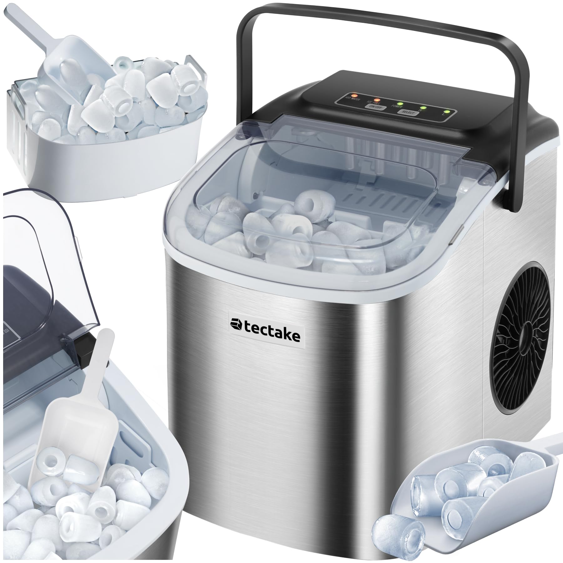 714QjmYmgL._SY1800_.jpg tectake® Eiswürfelmaschine Arctic – 12 kg/24h, 2 Grössen, Selbstreinigung für Zuhause – Bild 1