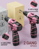 FAHEFANA 12V Akkuschrauber Pink – Bohrschrauber-Set mit 15 Zubehör & Tasche – Bild 7