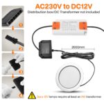URing 3er Set 12V LED Einbaustrahler Dimmbar 3W – Flache Deckenspots mit 3 Farbtemperaturen – Bild 6