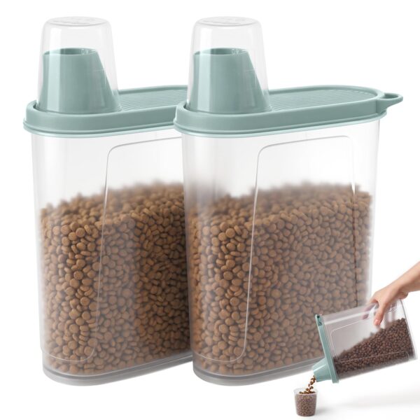 Kerhouze 2er Set Hundefutter Aufbewahrung luftdicht 2.3L – Tierfutterbehälter mit Messbecher