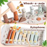 jerryvon 4-in-1 Holzspielzeug ab 1 Jahr – Montessori Motorikspielzeug mit Hammerspiel & Xylophon – Bild 4
