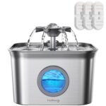 FEELNEEDY 2.8L Katzenbrunnen Edelstahl – Ultraleise Trinkbrunnen mit 4-Stufen-Filtersystem