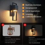 Aipsun 16W LED Aussenwandleuchte 2er Pack – IP65 Edelstahl Wandleuchte Anthrazit – Bild 4