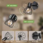Kimjo Wandleuchte E14 mit Schalter & Stecker – Schwenkbar, 1,5m Kabel, Schwarz – Bild 5