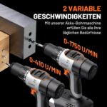Litheli 20V Akku Bohrschrauber Set mit 64-teiligem Zubehör – 50 Nm Drehmoment für DIY – Bild 5