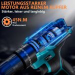 Olubfdh 21V Akkuschrauber mit 2000mAh Akku – 45Nm Drehmoment für Heimwerker – Bild 2