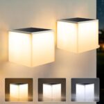 Flacchi Solarleuchten Würfel 2er Set – Wasserdichte LED Wandleuchte mit 3 Modi für Garten