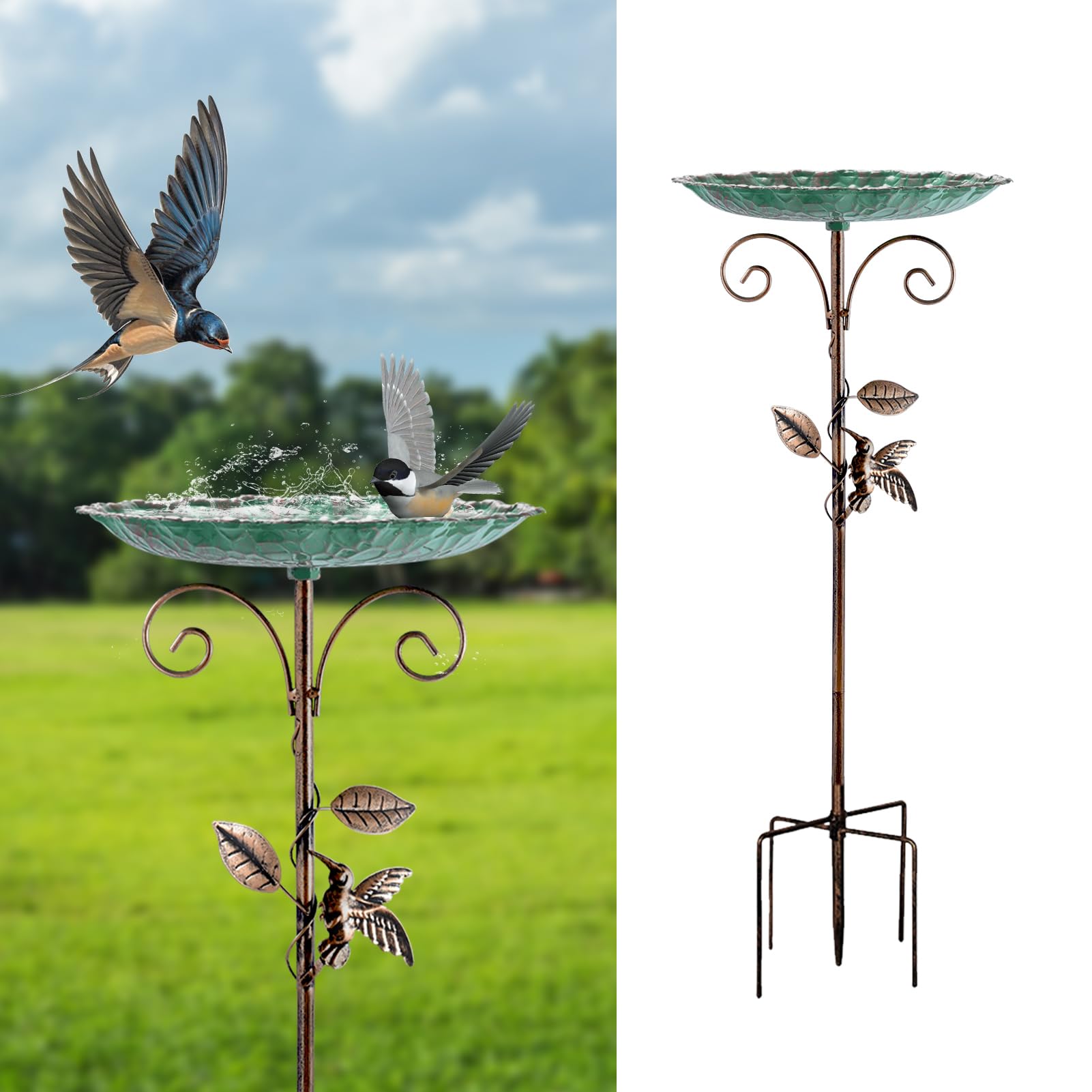 Restorgan Vogeltränke Stehend 26 cm – Stabiles Vogelbad aus Metall mit 5-Zinken-Basis