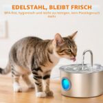 UPAWPIA 3.2L Katzenbrunnen Edelstahl mit 8 Filtern – Ultra leise Trinkbrunnen für Katzen – Bild 2