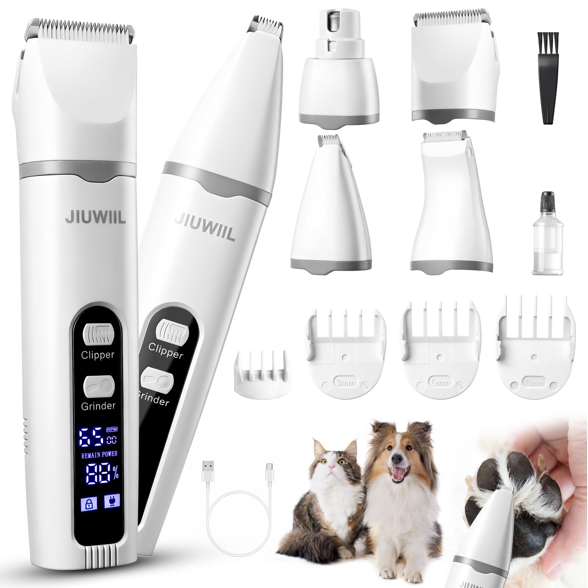 JIUWIIL 4-in-1 Hundeschermaschine mit LCD-Display – Profi-Fellpflege für Hunde & Katzen