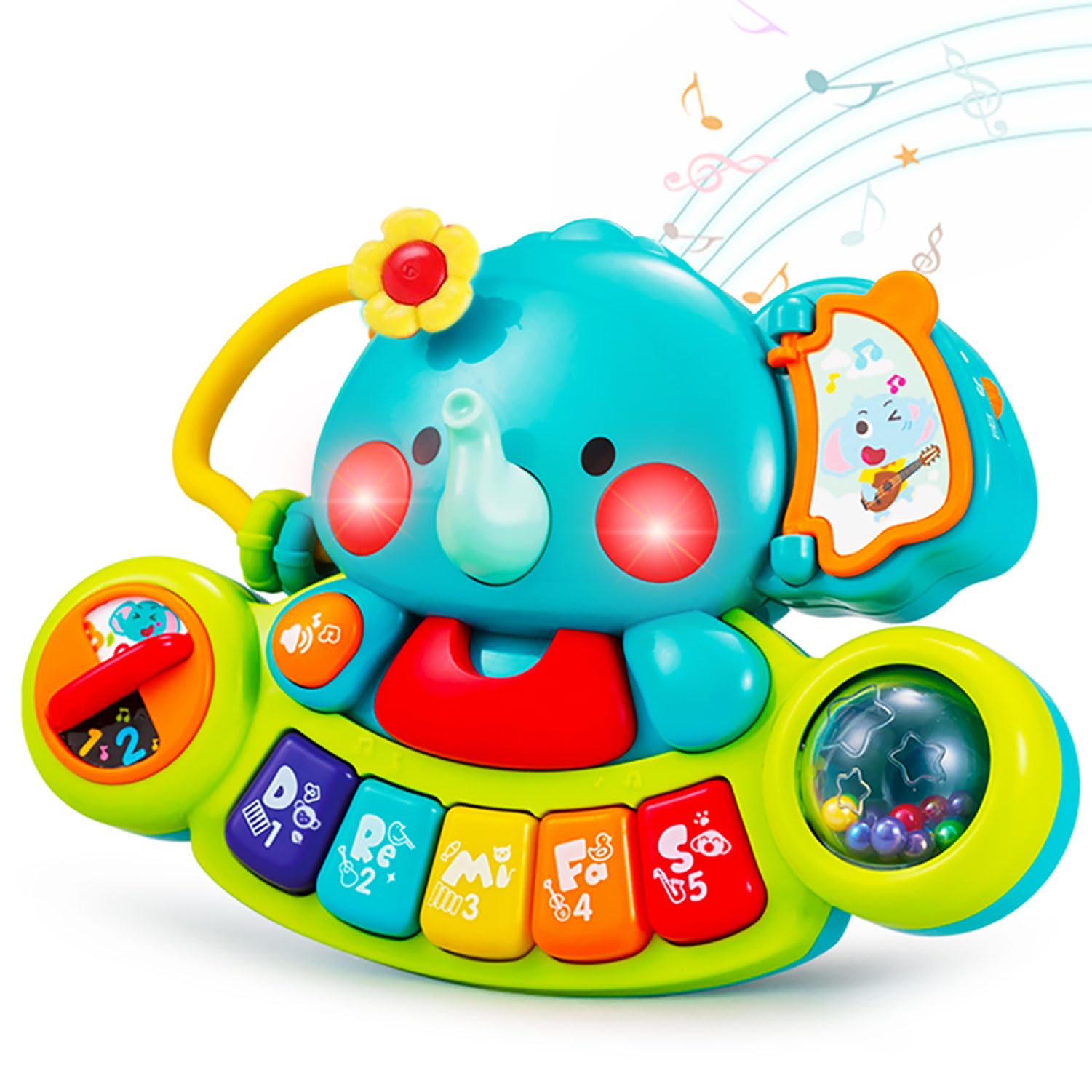 HOLA Elefanten-Musikspielzeug mit Klavier & Licht – Motorikspielzeug für Babys ab 6 Monaten