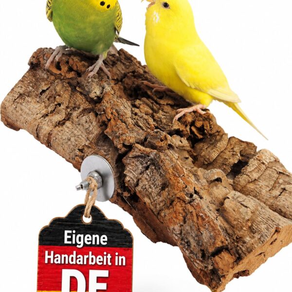 Vogelgaleria Korksitzbrett groß 20x10 cm – Natürliche Schnabel- & Krallenpflege für Wellensittiche & Papageien