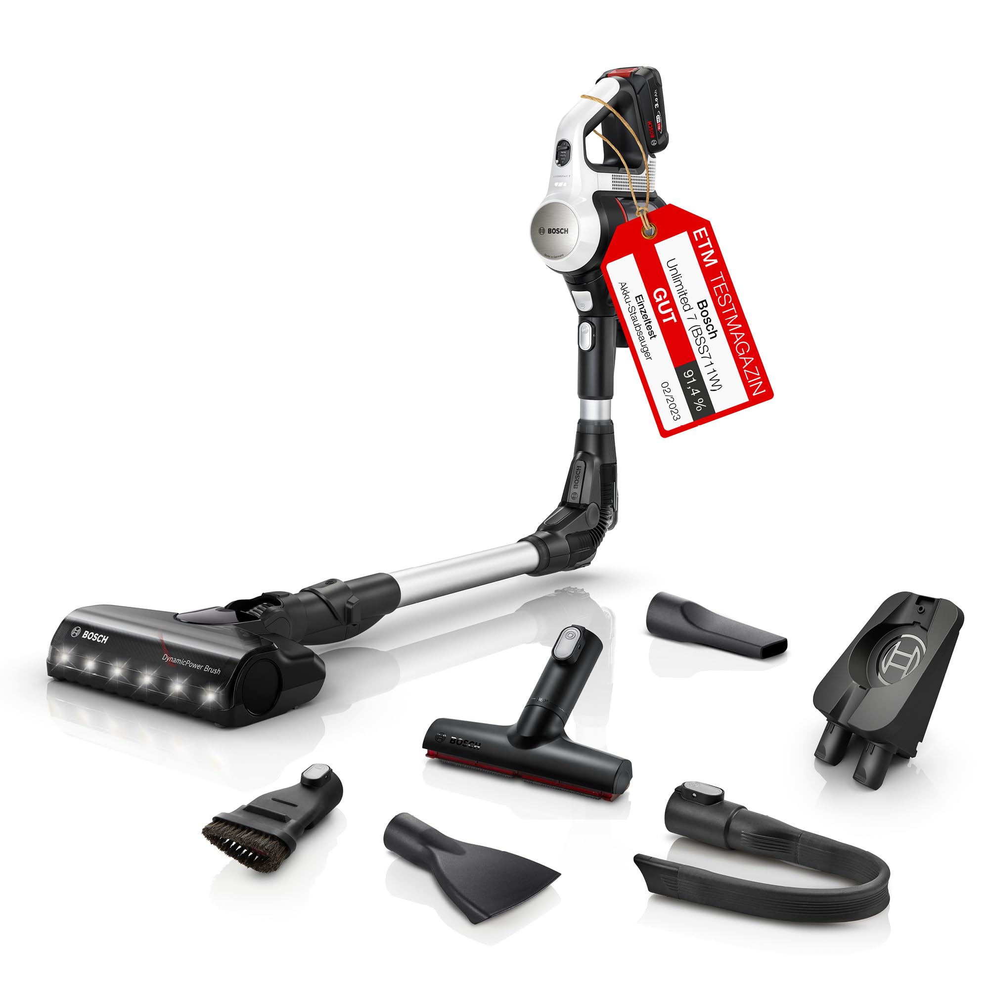 Bosch Unlimited 7 Akku-Staubsauger BSS711W – Kabellos mit Wechselakku & LED-Düse