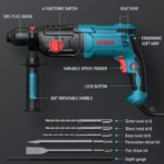 ENEACRO SDS-Plus Bohrhammer 26 mm – 1050W Profi-Schlagbohrer mit 4 Funktionen – Bild 3