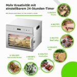 oiyocemo Dörrautomat Edelstahl 6 Etagen – Dehydrator mit Temperaturregler 30-90°C & Timer – Bild 8