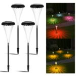 4er Set Solar Gartenleuchten – Warmweiss & RGB Farbwechsel, IP65 wasserdicht für Garten & Terrasse