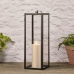 Lights4fun 60cm Bowen Laterne Schwarz – Wetterfeste Gartenlaternen mit TruGlow® LED & Fernbedienung