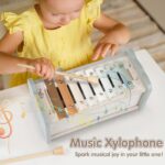 DINORUN 4-in-1 Montessori Holzspielzeug ab 1 Jahr – Motorikspielzeug mit Xylophon – Bild 4