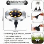 Mkitnvy Solar Bodenleuchten 8er Set – Warmweiss IP65 Wasserdicht für Garten & Terrasse – Bild 5