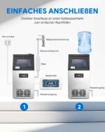CREWORKS Edelstahl-Eiswürfelmaschine 73 kg/24h – Gewerbliche Eismaschine mit LCD-Display – Bild 6