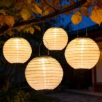 SLWOO Solar Lampions 4er Set 20cm – Warmweisse LED Gartenlaterne Wetterfest für Aussen