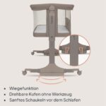 Lionelo Pari 3in1 Beistellbett – 6-fach höhenverstellbar mit Wiege & Transporttasche – Bild 5