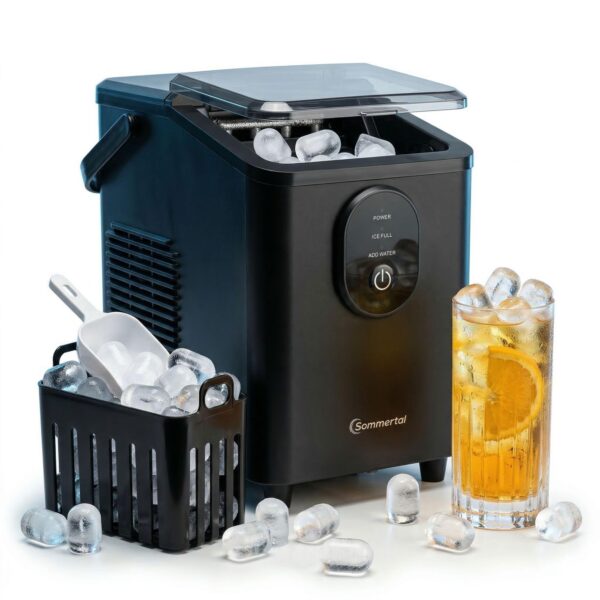 Sommertal EM12S Eiswürfelmaschine – 12 kg/24h Ice Maker mit Selbstreinigung