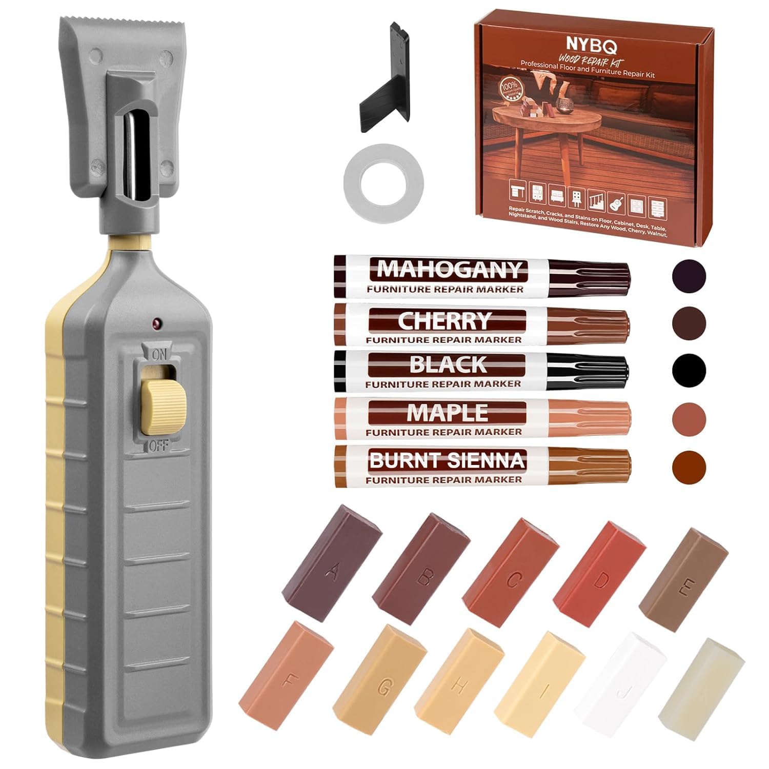 NYBQ Laminat Reparaturset 24-tlg mit Schmelzwerkzeug – Hartwachs für Böden & Möbel