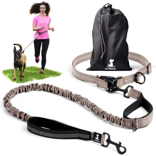 SparklyPets Joggingleine M/L – 2-in-1 Freihändige Leine mit Bungee für grosse Hunde
