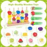 GiddyGlow Montessori Holzspielzeug 2-5 Jahre – 8-in-1 Lernset mit Stapel-, Fädel- & Sortierspiel – Bild 6