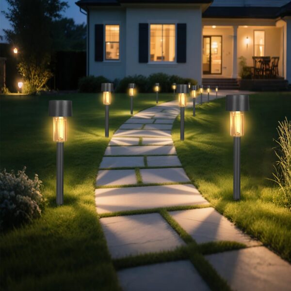 Hqynss 12er Set Solarleuchten mit Warmweiss LED – IP65 Gartenbeleuchtung für Aussen