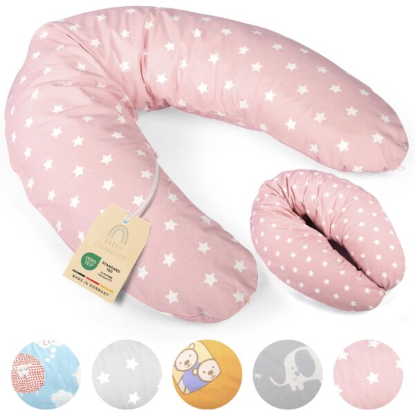 Baby's Stillkissen XXL 190cm – OekoTex zertifiziertes Lagerungskissen mit Bio-Baumwolle