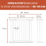 hauck Türschutzgitter 96-101 cm mit Verlängerung – Schutzgitter ohne Bohren für Kinder & Hunde – Bild 2