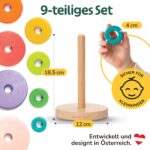 Merle Toys® Holz-Stapelturm mit 8 Ringen – Montessori Spielzeug ab 1 Jahr – Bild 2