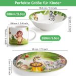MIAMIO Kindergeschirr Set 3-teilig Keramik – Dschungel-Design, spülmaschinenfest – Bild 2