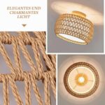 KUOP Deckenleuchte Ø32cm mit Rattan Lampenschirm – Vintage Boho für Wohnzimmer – Bild 2